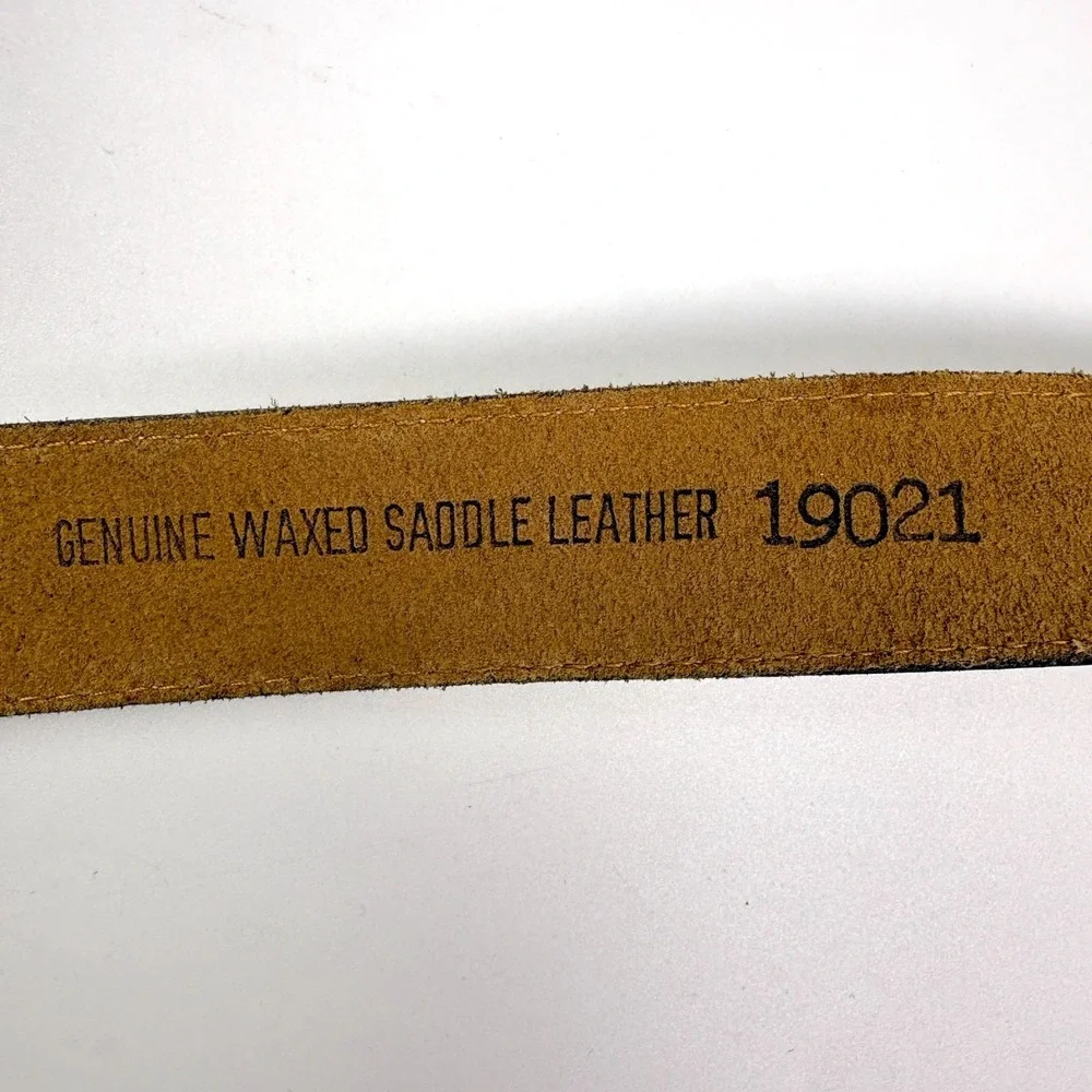 VTG 80s Liz Claiborne Waxed Saddle‎ Leather Belt Womens Sz M White Silver Swivel